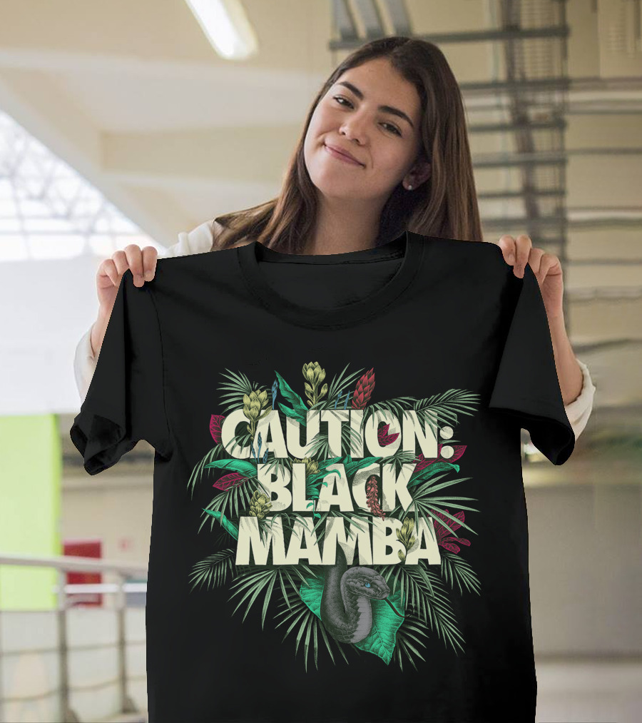Caution Black Mamba Jungle Foliage Snake Warning T-Shirt