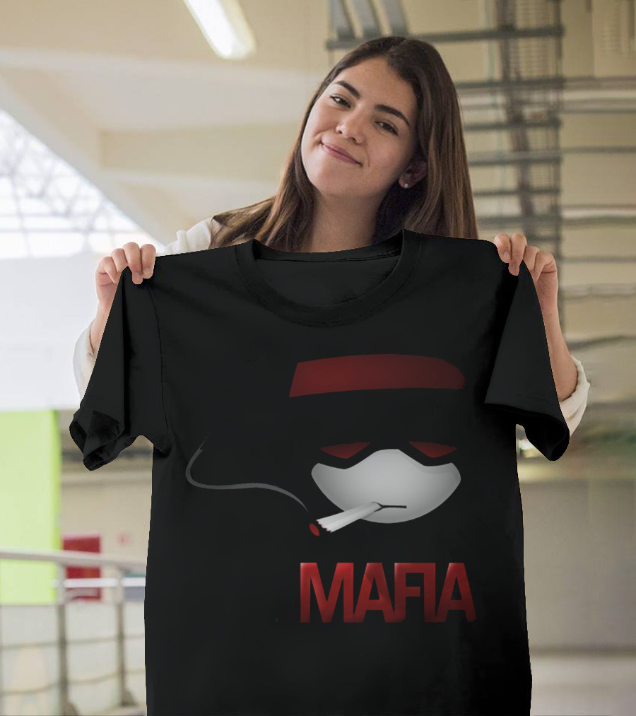 Mafia Mask Smoking Humor T-Shirt