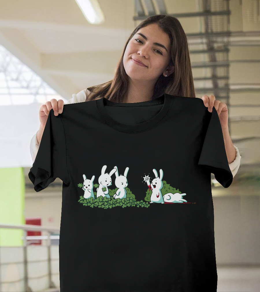 Four Leaf Clover Bunny With Diamond Discovery Scene T-Shirt