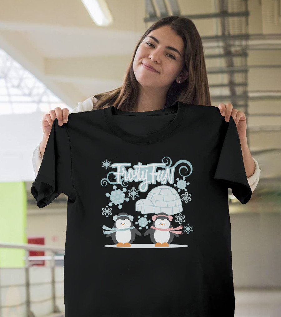 Frosty Fun Penguins Igloo Snowflakes T-Shirt