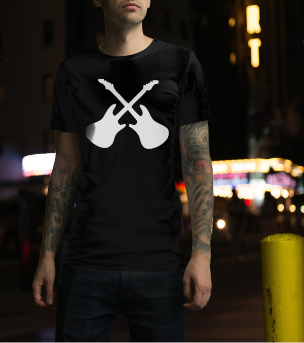 Guitar Gig Concert Tour Band Custom Personal Crossed Guitars T-Shirt