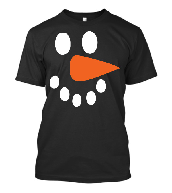 Happy Snowman Face Carrot Nose Smiling Eyes White Circles T-Shirt