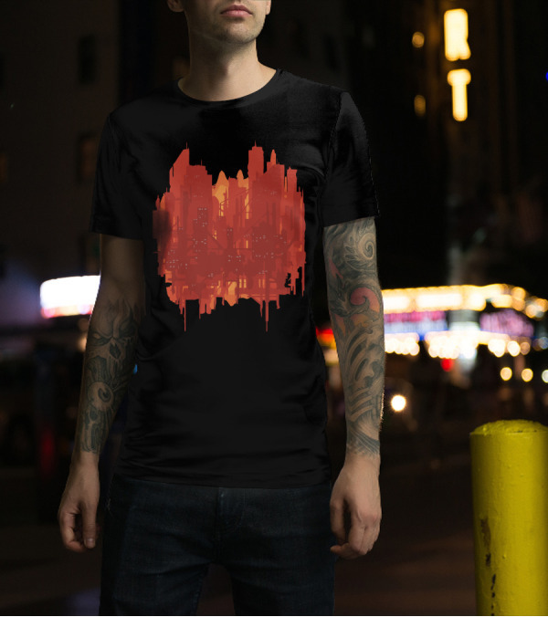 Neo Australia Red Futuristic Skyline T-Shirt