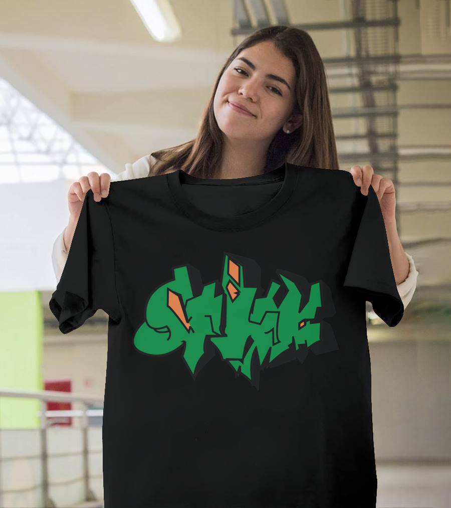 Ill Graffiti Style Text in Green and Orange T-Shirt