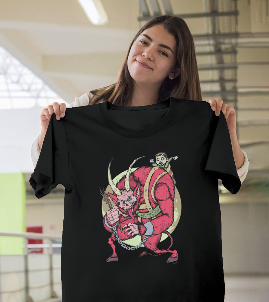 Krampus Blood Red Moon Halloween Creature Chain T-Shirt