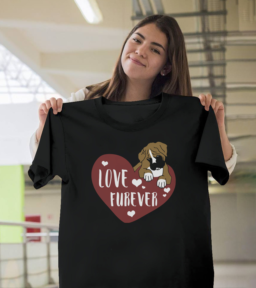LOVE FUREVER Heart Dogs and Paw Prints T-Shirt