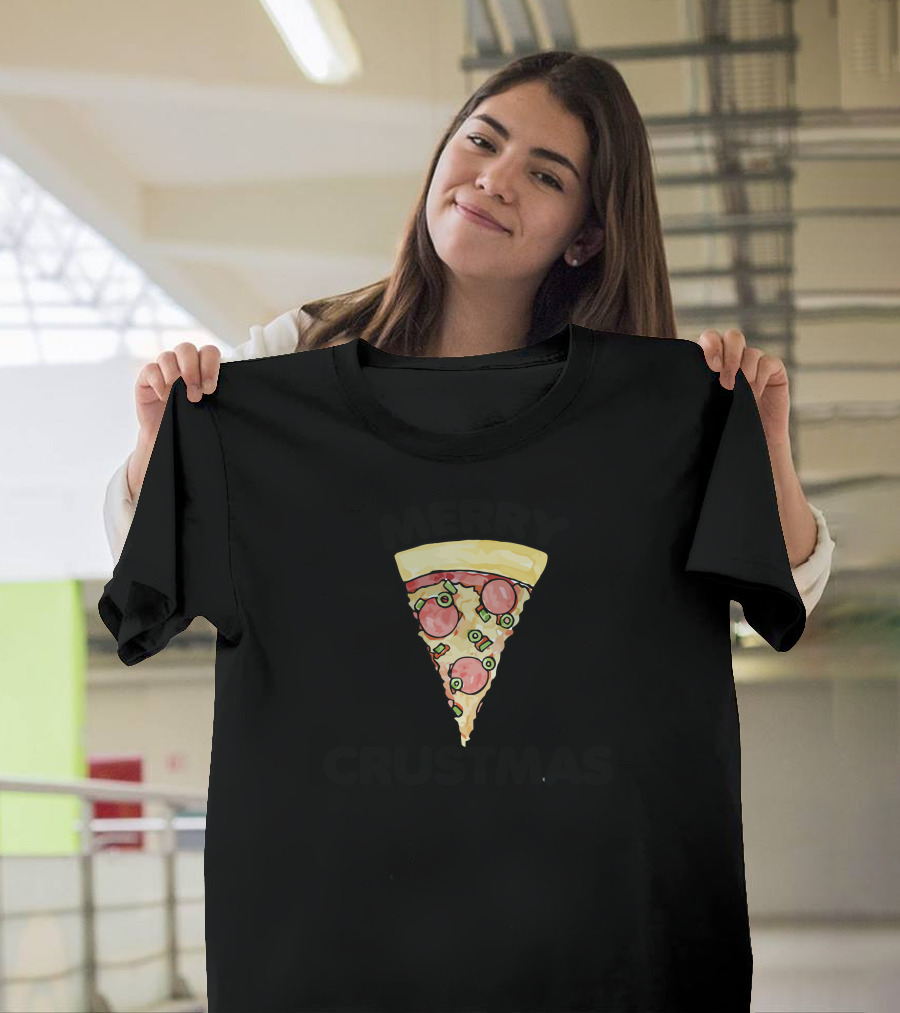 Merry Crustmas Pizza Slice Christmas Pizza Lovers T-Shirt