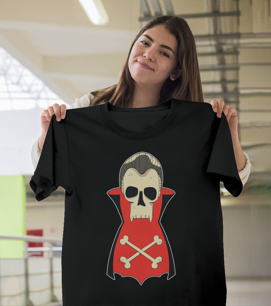 Dracula Skull Crossbones Cloak Halloween T-Shirt