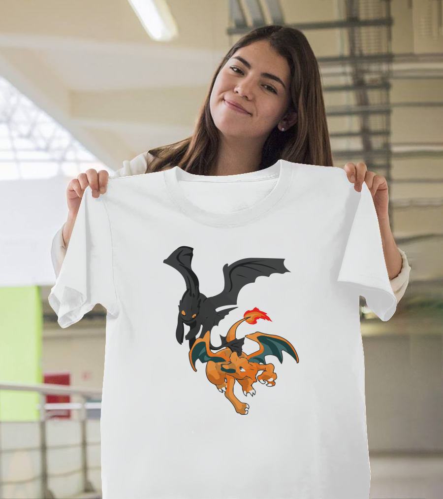 Charizard Toothless Dragon Duel Collide Battle T-Shirt