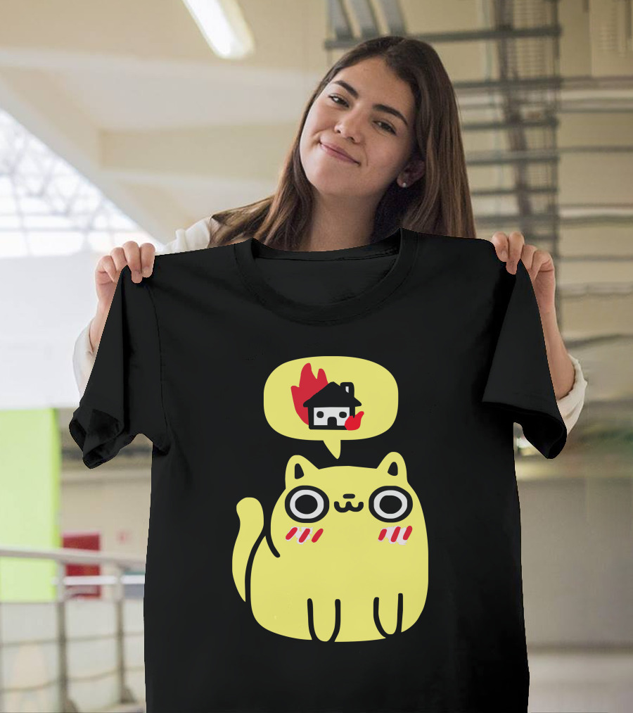 Cat With Firehouse Thought Bubble Dreaming Of Destruction T-Shirt