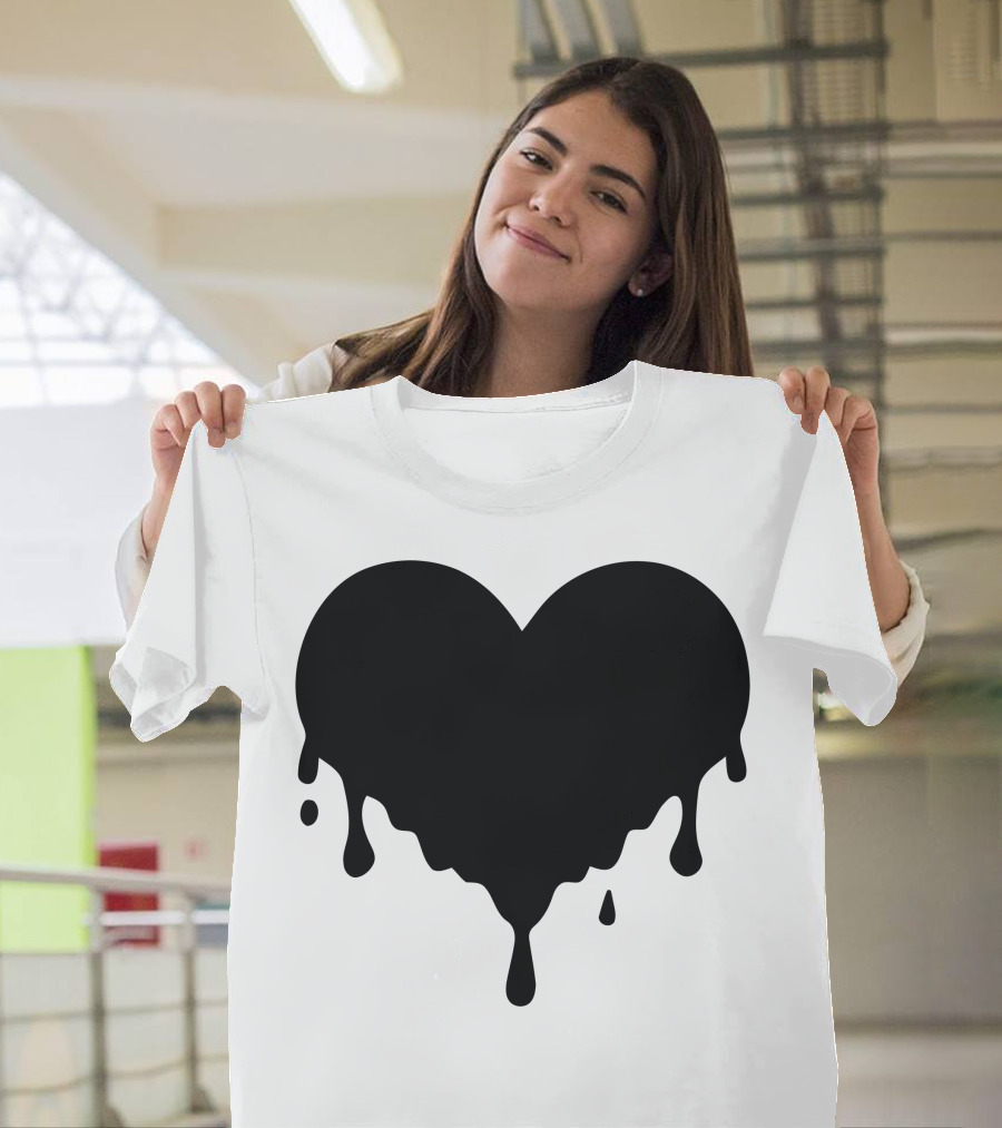 Dripping Heart Melting Heart Black T-Shirt