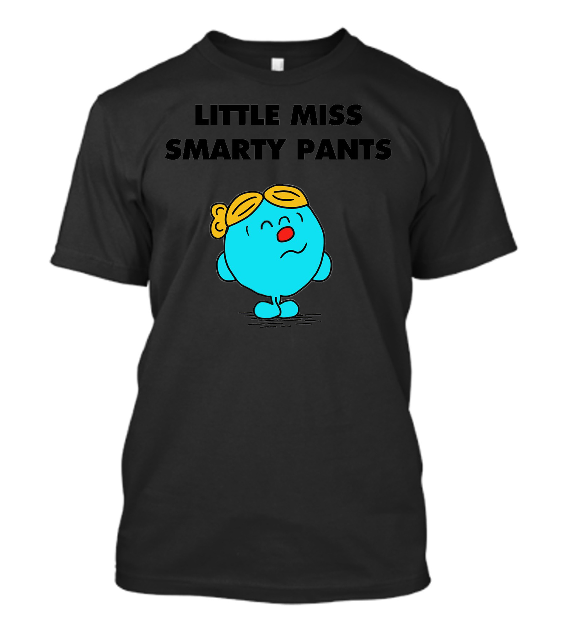 Little Miss Smarty Pants Character With Yellow Glasses And Blue Body T-Shirt