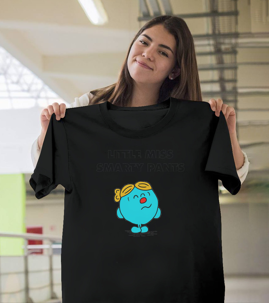 Little Miss Smarty Pants Character With Yellow Glasses And Blue Body T-Shirt