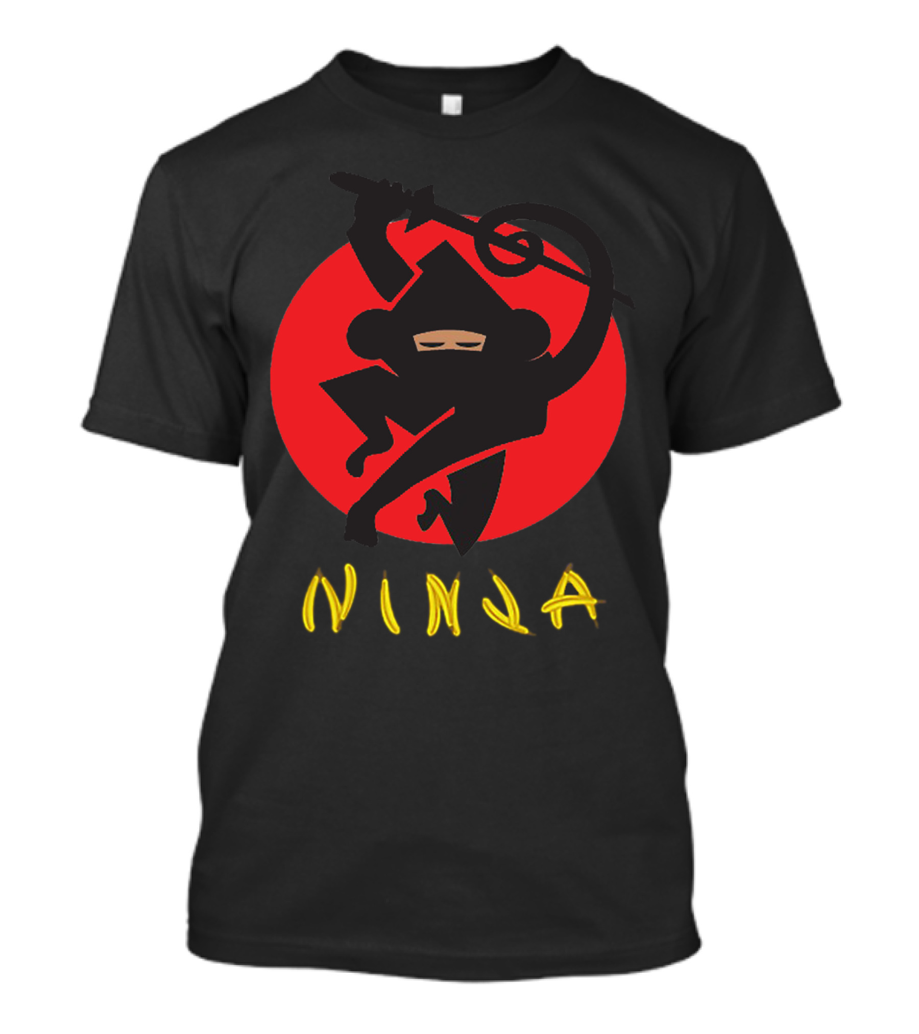 Love Ninja Monkey Banana Japanese Red Sun Background T-Shirt