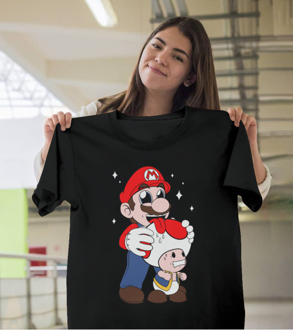 Mario Licking Toad Mario Parody Gaming T-Shirt