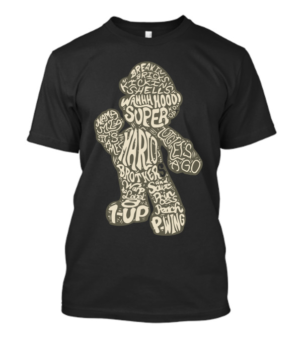 Mario 1UP Break Bricks Kicking Shells Wahhooo Super Brothers Luigi Ago P-Wing Peach T-Shirt