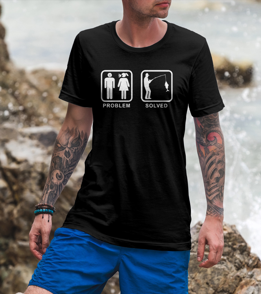 Problem Solved Fishing Icons T-Shirt
