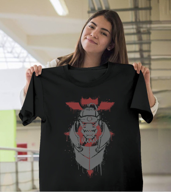 Fullmetal Alchemist Brotherhood Alphonse Elric Stencil Art Metal Armor Blood Seal T-Shirt