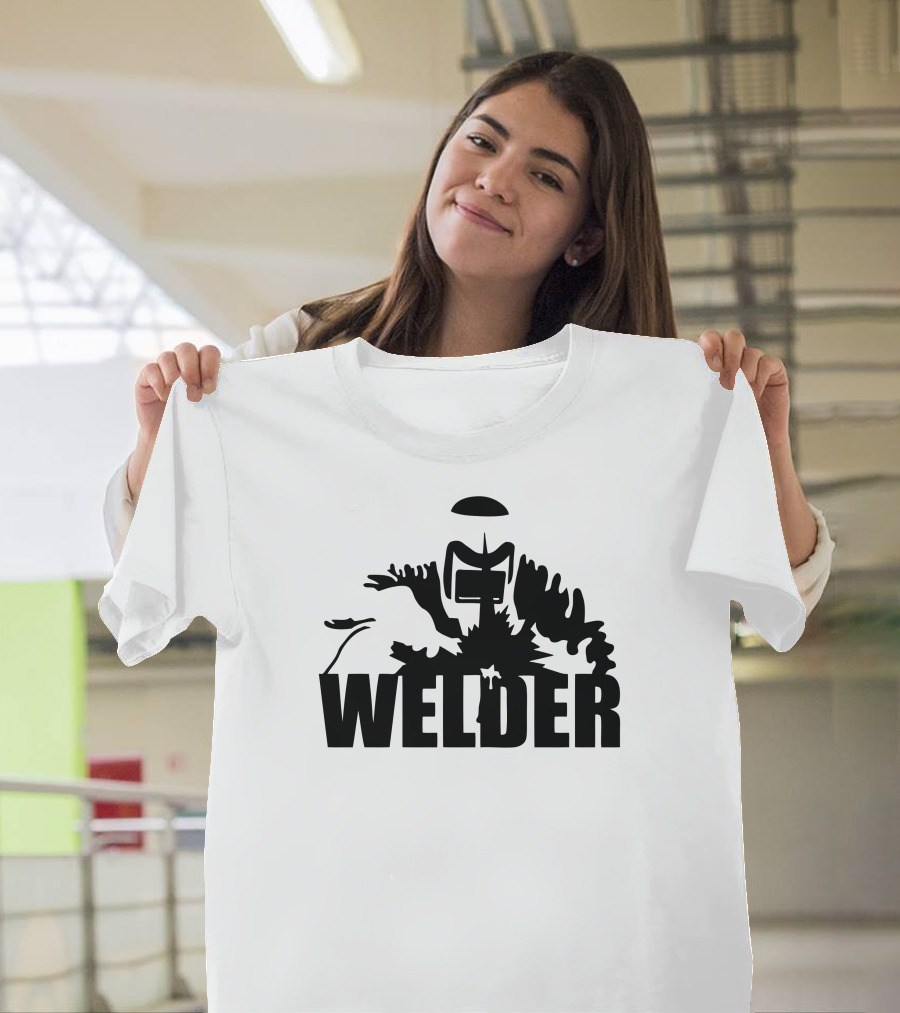 Welder Power Icon with Helmet and Sparks T-Shirt