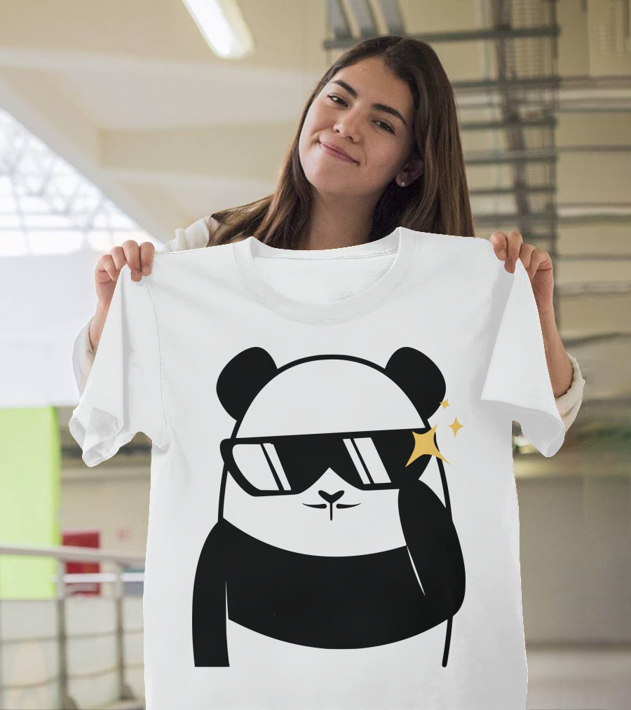 Panda Bear Sunglasses Sparkle T-Shirt