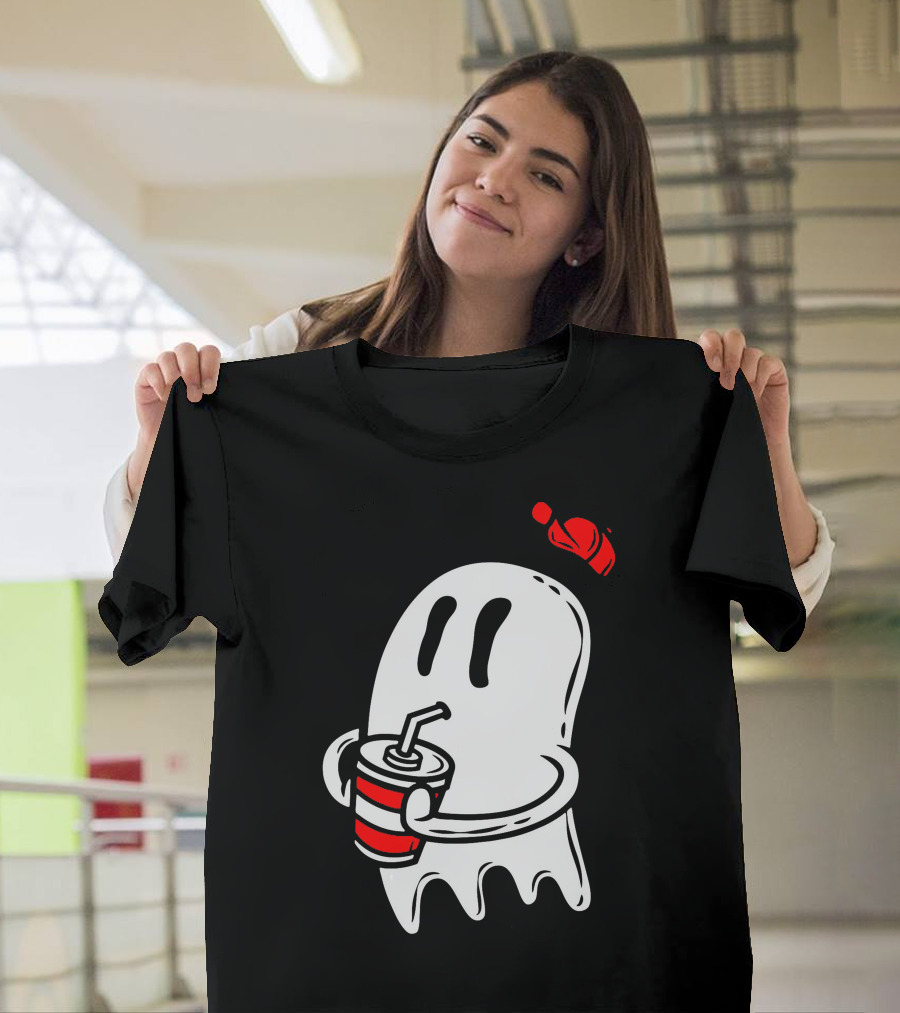Soda Ghost Classic Cup Drinking Graphic with Cap T-Shirt