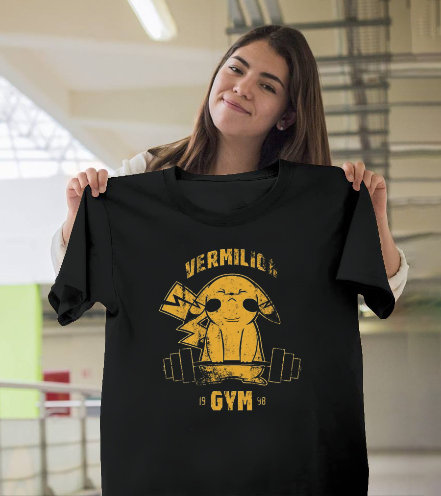 Vermilion Gym 1998 Pikachu Lifting Weights T-Shirt