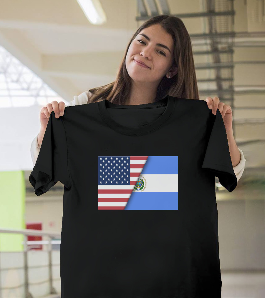 Usa Flag El Salvador Salvadorian Flag Immigrant Fusion T-Shirt