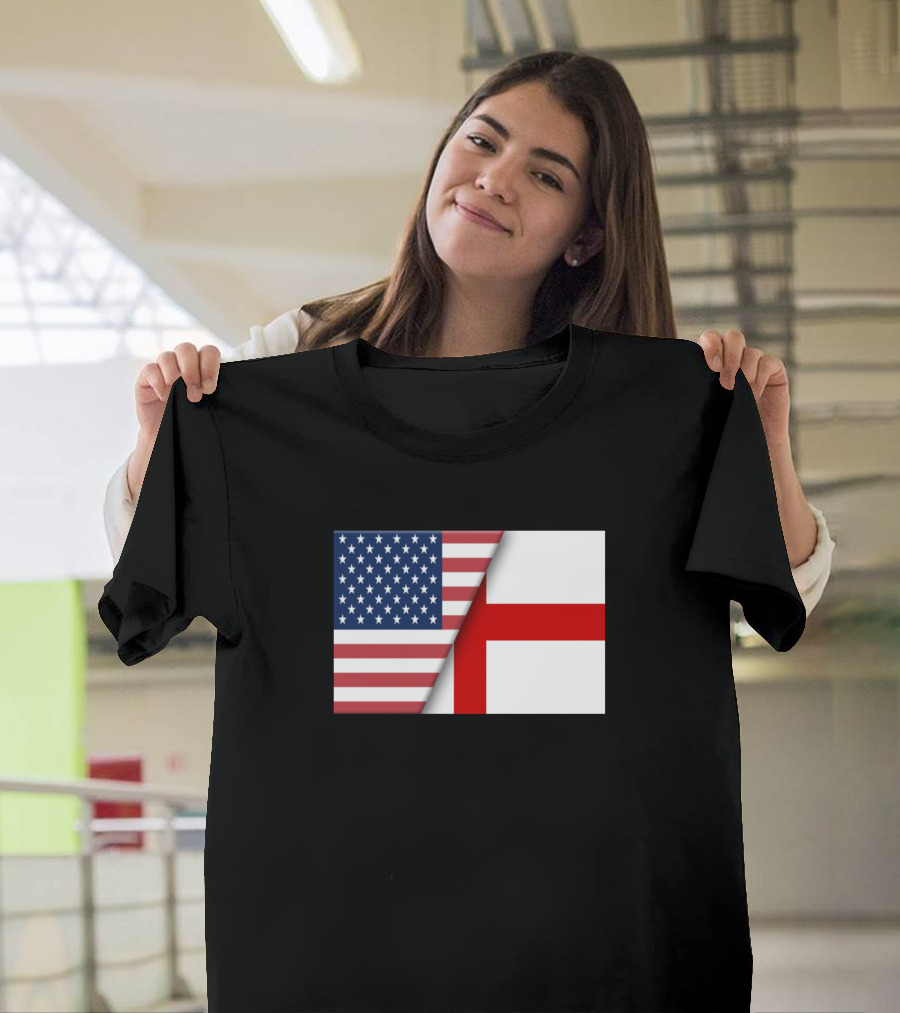 Usa Flag England Flag Immigrant Ancestry Homeland Heritage Connection T-Shirt