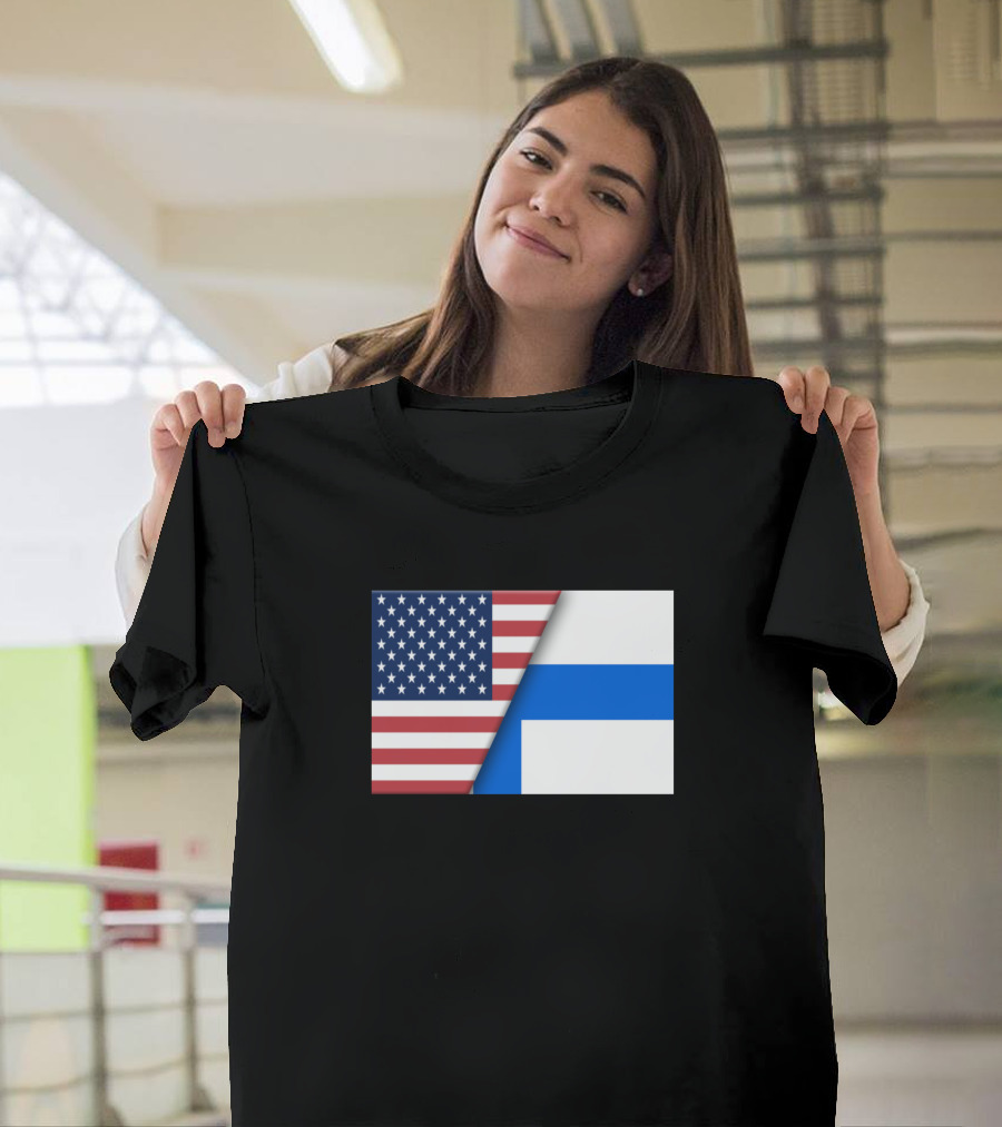 Usa Flag Finland Finnish Flag Immigrant Ancestry Dual Heritage T-Shirt
