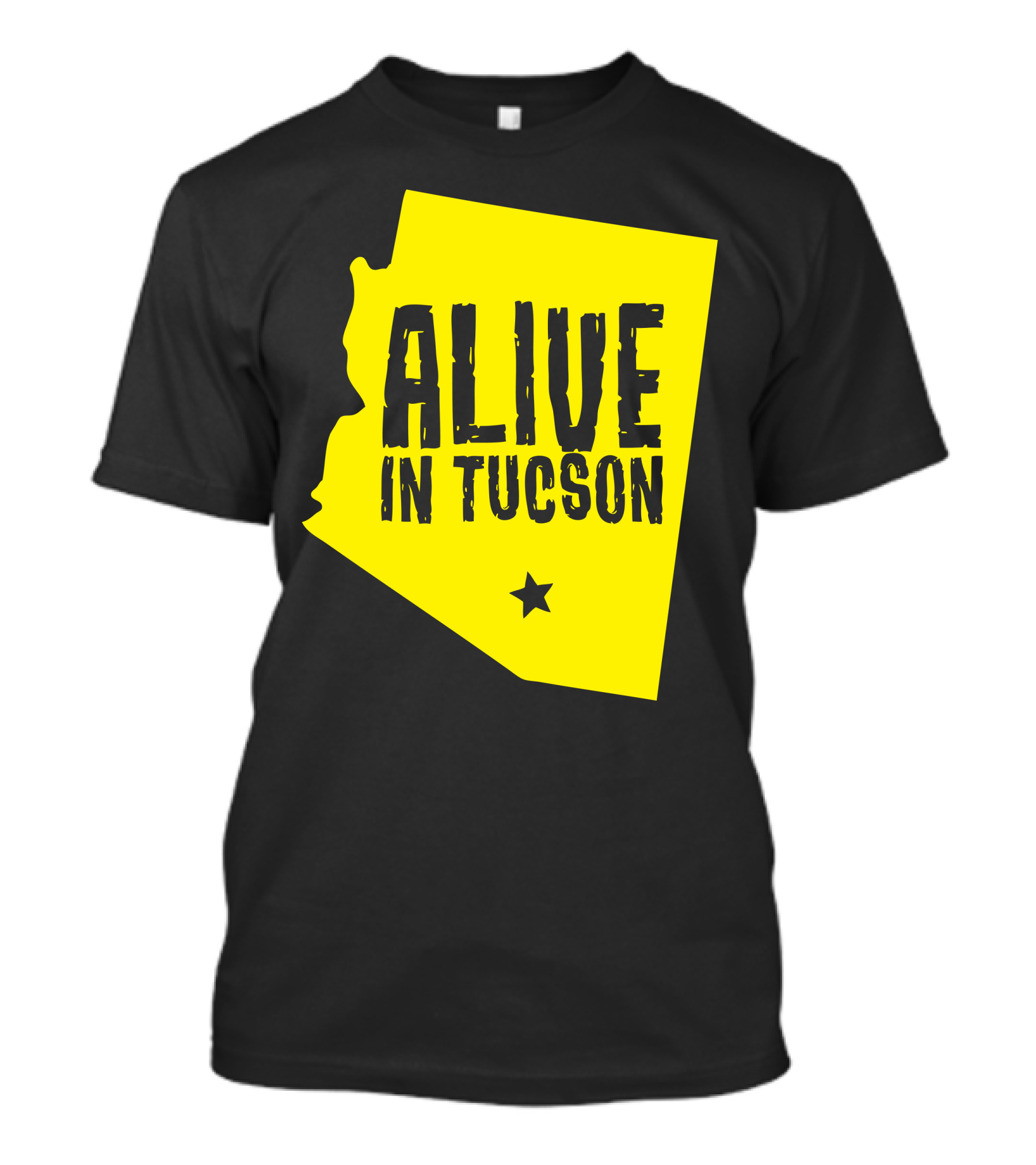 Alive In Tucson Arizona Map Outline With Star T-Shirt