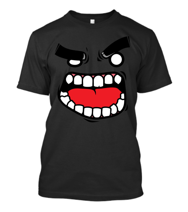 Angry Face Bold Expression Red Mouth T-Shirt