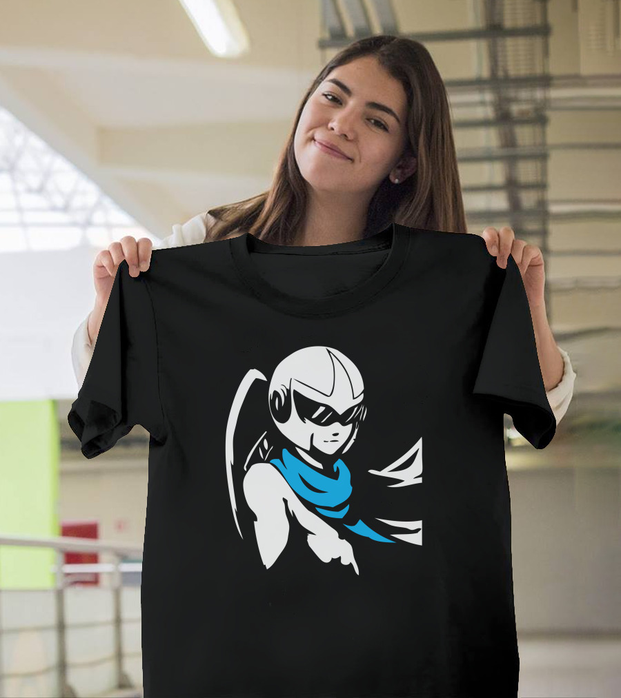Blues Helmet Man Minimalist Warrior With Blue Scarf T-Shirt