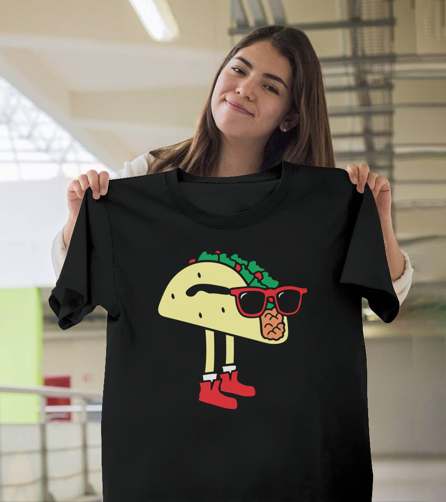 Cool Tacos with Sunglasses and Red Boots T-Shirt