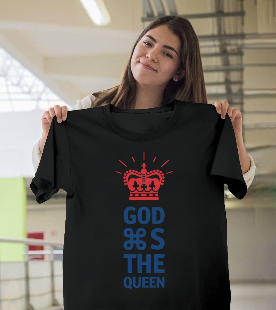GOD ☰S THE QUEEN Crown Red Blue T-Shirt