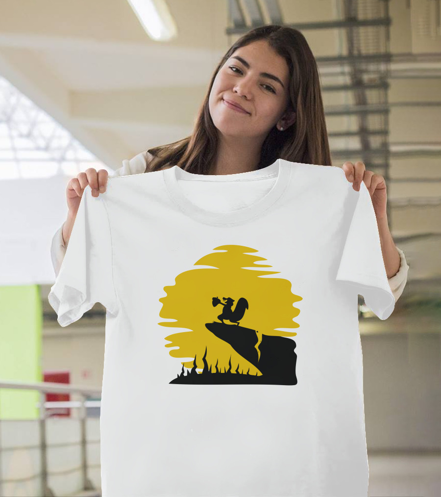 Ice Age King Scrat Acorn Silhouette Sunset Scene T-Shirt
