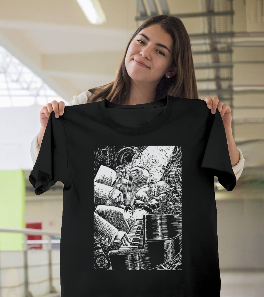 Jazz Combo Trio with Piano, Bass, and Drums Swirl T-Shirt