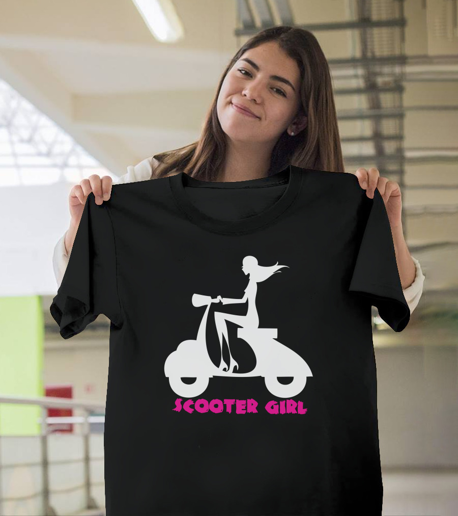 Scooter Girl Silhouette Riding Retro Scooter T-Shirt
