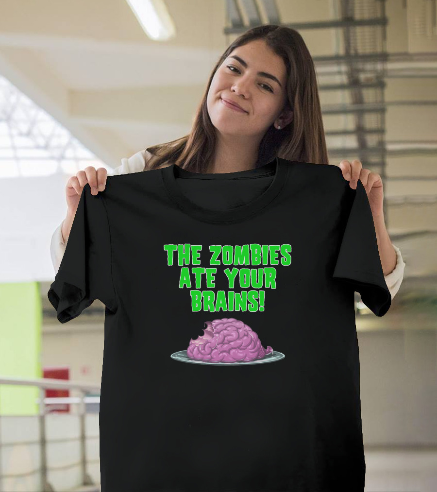 The Zombies Ate Your Brains Purple Brain on Plate T-Shirt