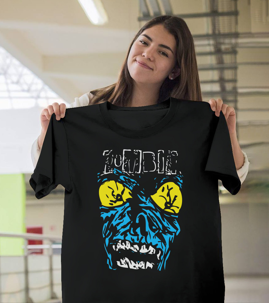 Zombie Scary Face Distorted Yellow Eyed Monster T-Shirt