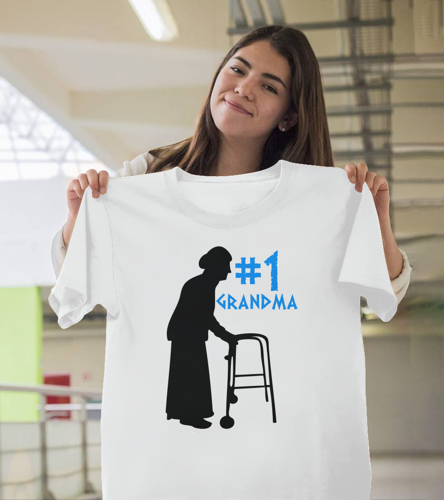 1 Grandma Silhouette with Walker T-Shirt