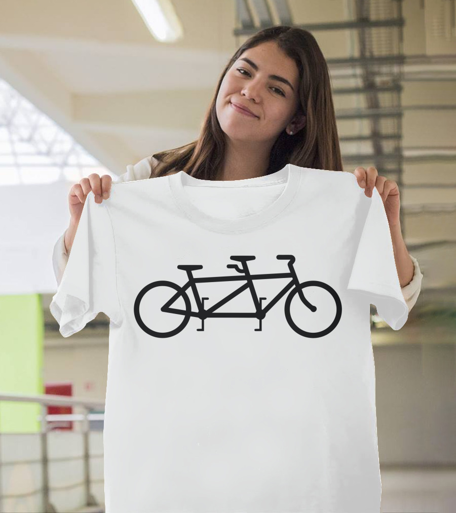 Bike Tandem Bicycle Outline T-Shirt