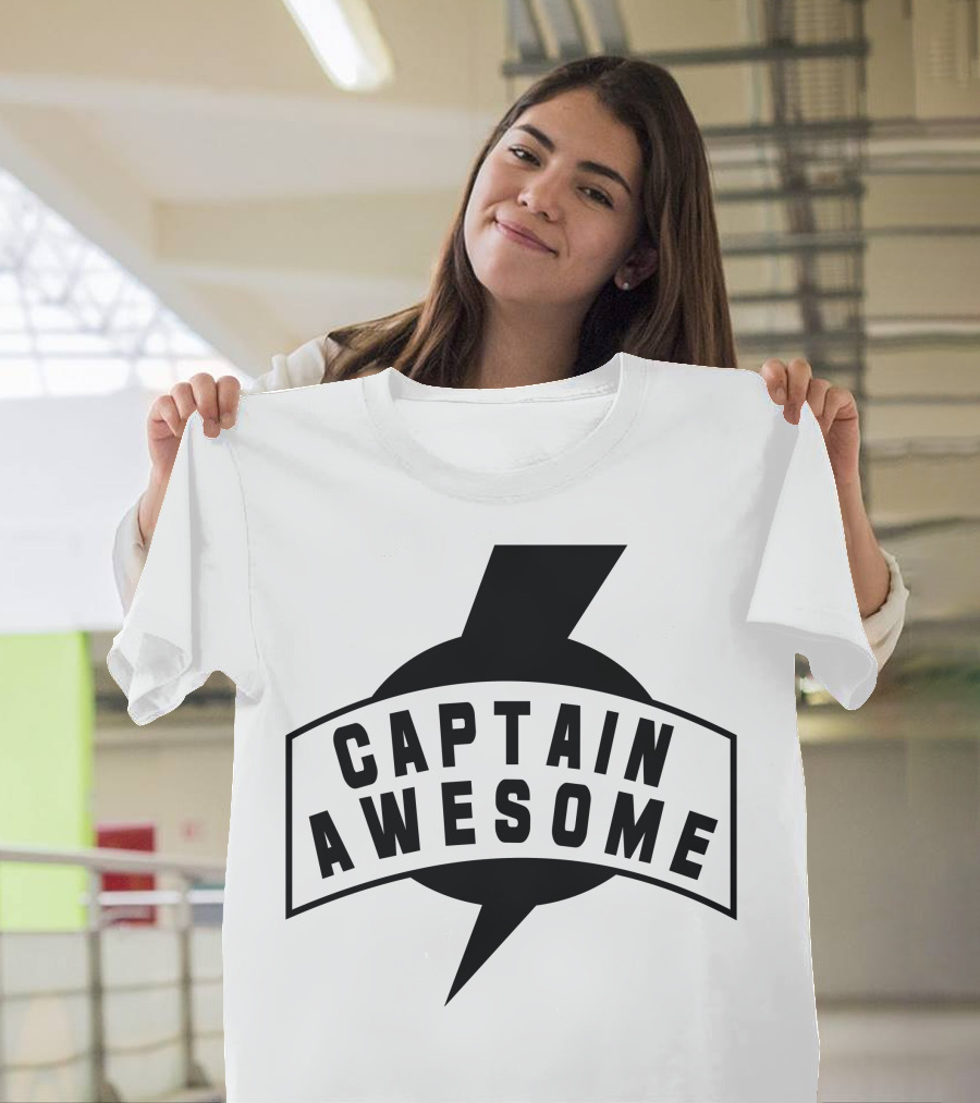 Captain Awesome Lightning Bolt Badge T-Shirt