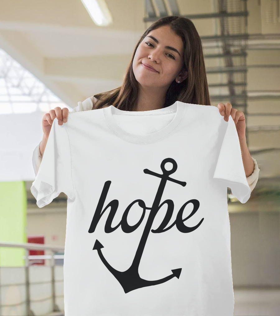 Hope Anchor Text Symbol Religious T-Shirt