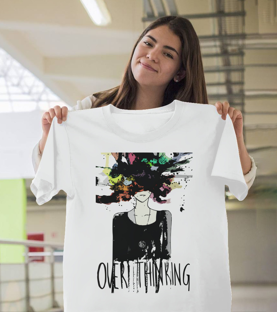 Overthinking Black Silhouette with Colorful Splash Above Head T-Shirt