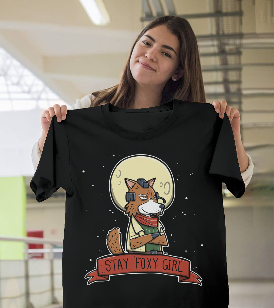 Stay Foxy Girl Moonlit Adventure Fox Pilot T-Shirt
