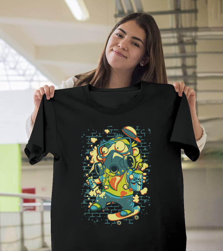 Skateboard Graffiti Mask Spray Can Art Explosion T-Shirt