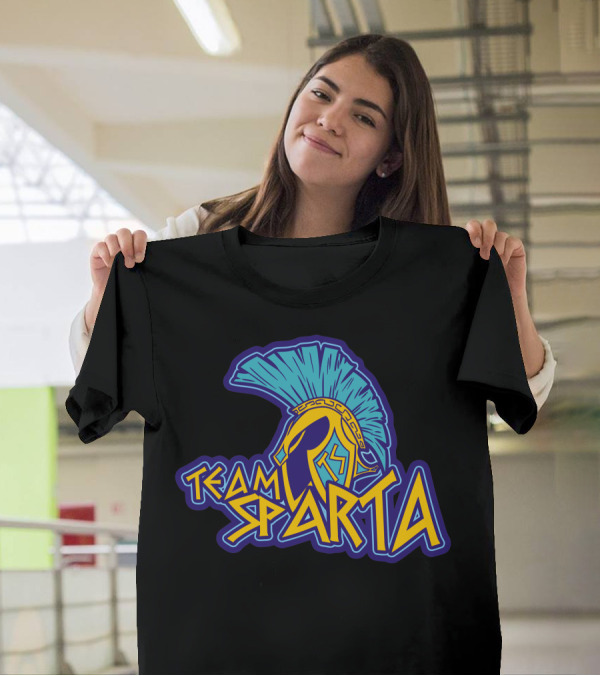 Team Sparta Spartan Helmet Blue And Yellow T-Shirt