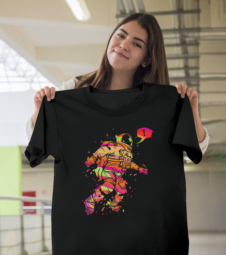 Illuminaut Neon Cosmic Astronaut Exploration Vibrant Spacewalk T-Shirt