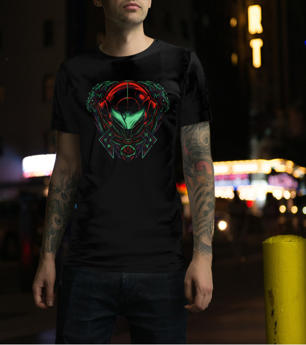 Samus Aran The Prime Hunter Armor Helmet Emblem T-Shirt
