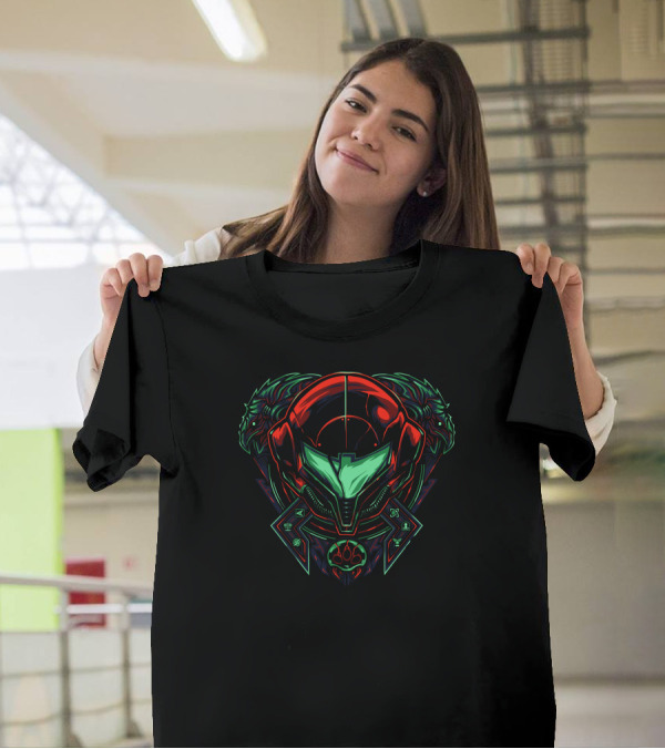 Samus Aran The Prime Hunter Armor Helmet Emblem T-Shirt